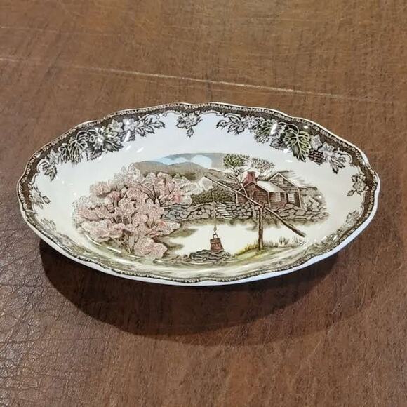 Vintage Friendly Village Johnson Bros vintage transferware small oval server - Picture 1 of 13